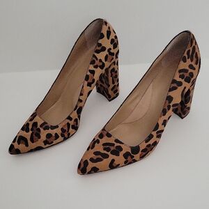Leopard Print Women's Block Heel Pumps
